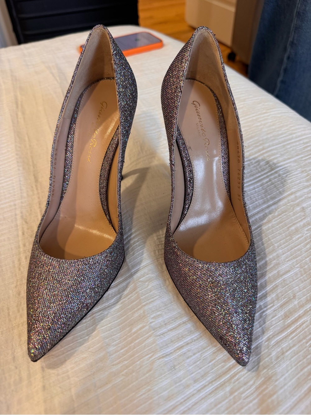 Gianvito Rossi Multicolor Glitter Pointed-Toe Pumps